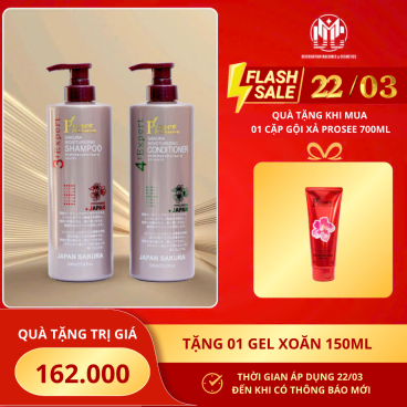 Tặng 1 gel xoăn 150ml Prosee khi mua 1 Cặp dầu gội xả Sakura Prosee New 700ml - Dành cho tóc dầu bết dính chống rụng