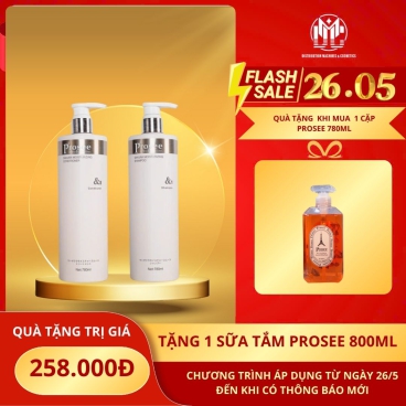 PS7,PC7  Tặng 1 sữa tắm cao cấp Prosee800ml màu hồng  khi mua 1 Cặp Dầu Gội Xả Prosee Trắng 780ml  – Tóc Mềm Mượt, Thơm Lâu Chuẩn Phong Cách Âu