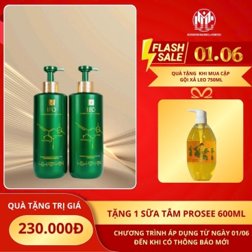 Tặng ngay 1 sữa tắm Prosee 600ml khi mua Cặp 1 Gội Xả Leo Xanh 750ml – Đặc Trị Gàu & Nhờn, Làm Sạch Da Đầu Hiệu Quả